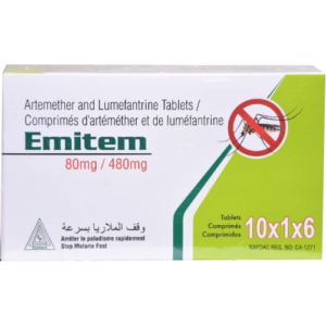 Emitem 80mg/480mg (Artemether and Lumefantrine Tablets)